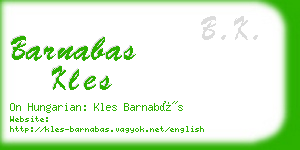 barnabas kles business card